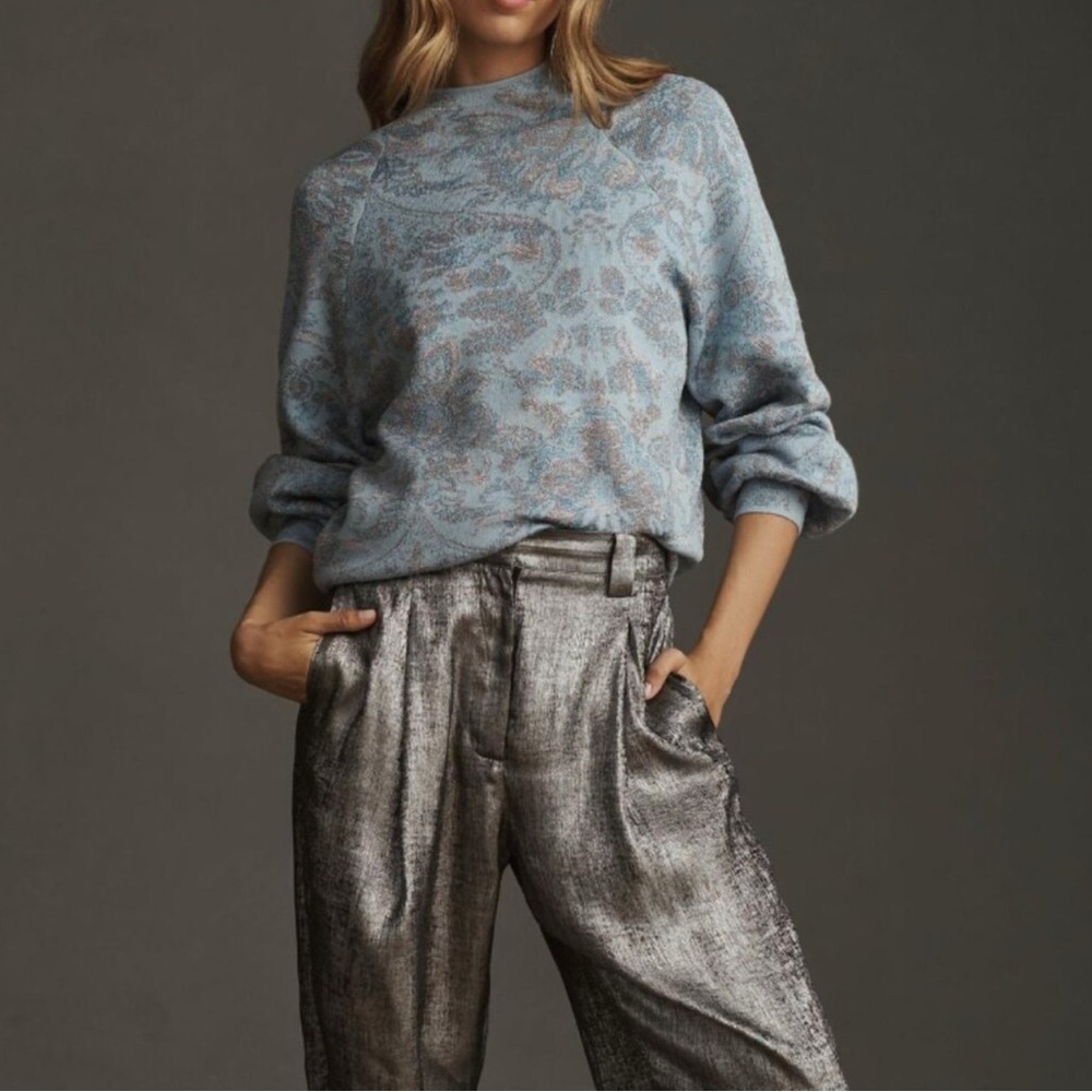 Anthropologie Beatriz Mock Neck
Sweater Lurex Edition Blue. Sz S